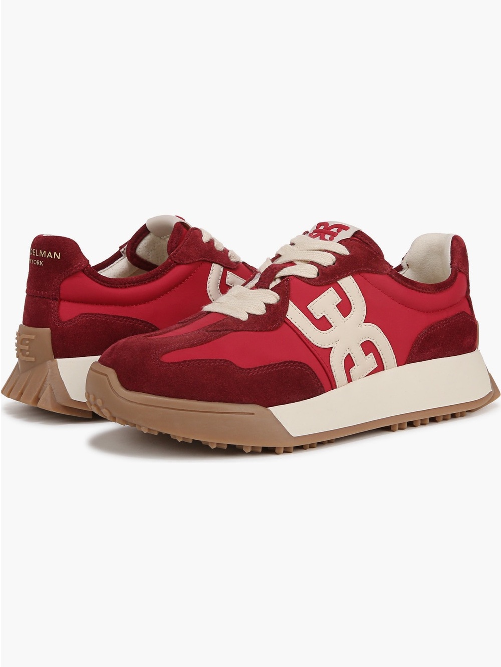 New in Box Sam Edelman Langley Sneakers in Deep Scarlet size 7.5